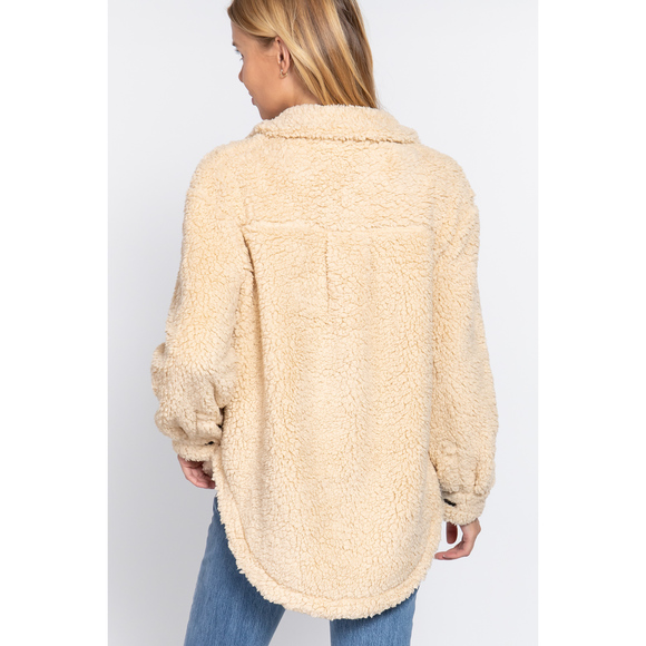 Long Slv Flap Pocket Oversize Jacket - Picture 4 of 7